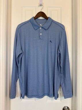Tommy Bahama Men's Blue Long Sleeve Polo Shirt Size L